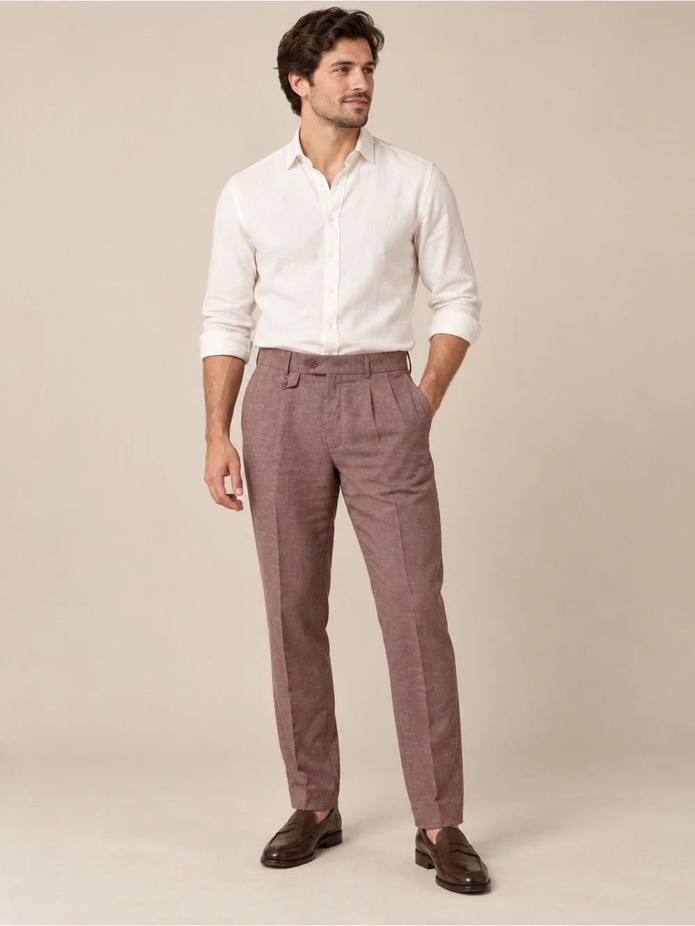 Rare Rabbit DEX Men’s Slim-Fit Textured Trousers – Size 34